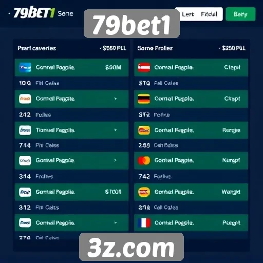 Opções de pagamento disponíveis no site 79bet1